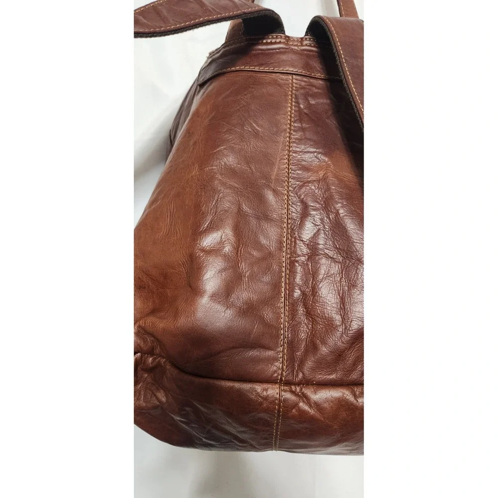 Jack Georges # 7517 Brown Leather Backpack Rucksack Buckle Flap Monogram